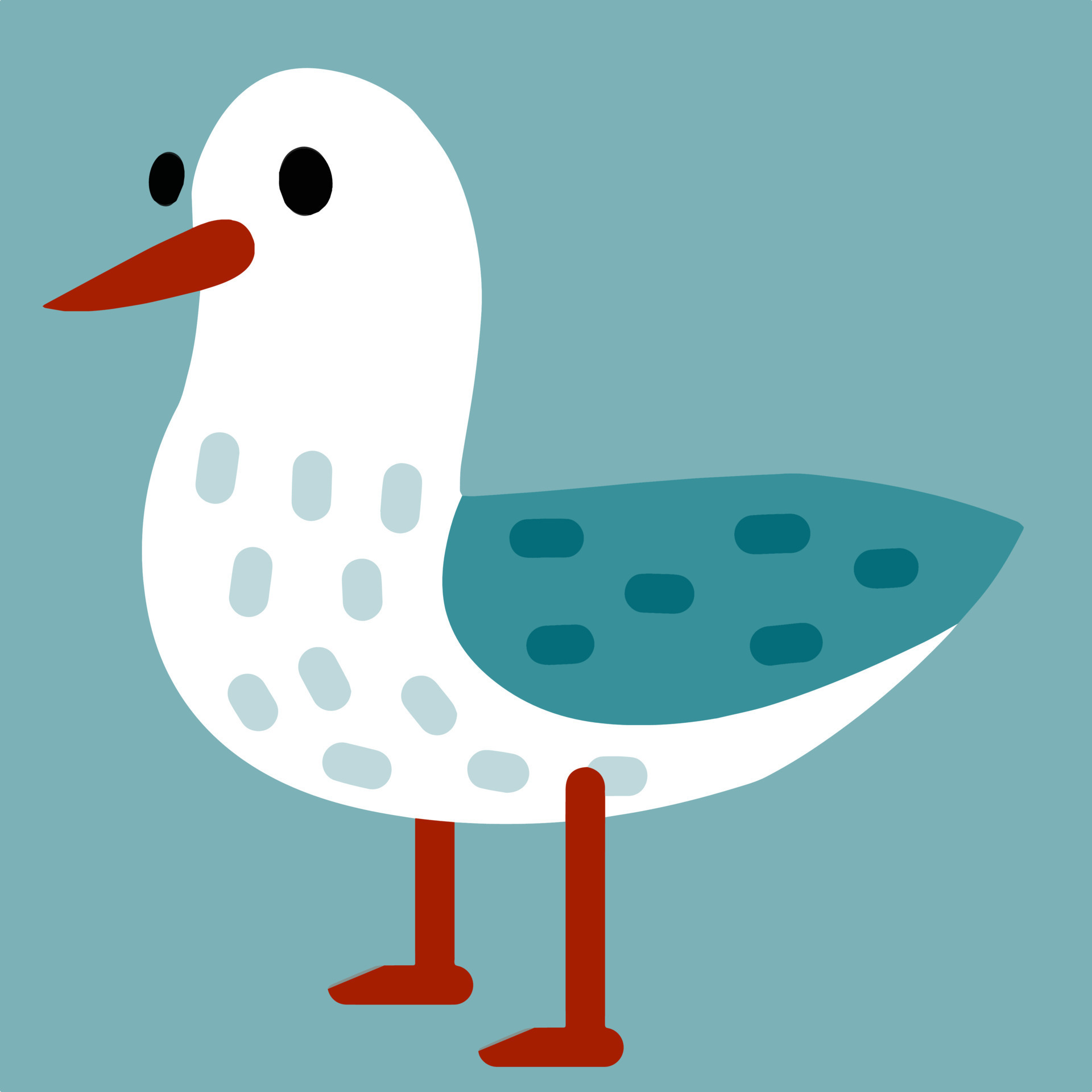 Gull. Sea white and blue bird. Children drawing of seagull. Northern fauna.  A funny illustration. Cute flat cartoon animal 11634187 Vector Art at  Vecteezy