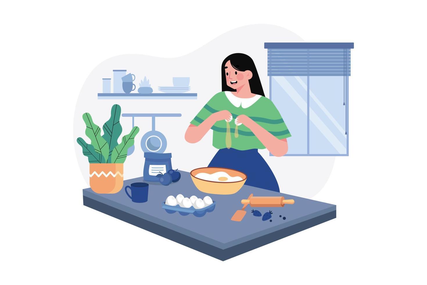 concepto de ilustración de cocina y cocina sobre fondo blanco vector