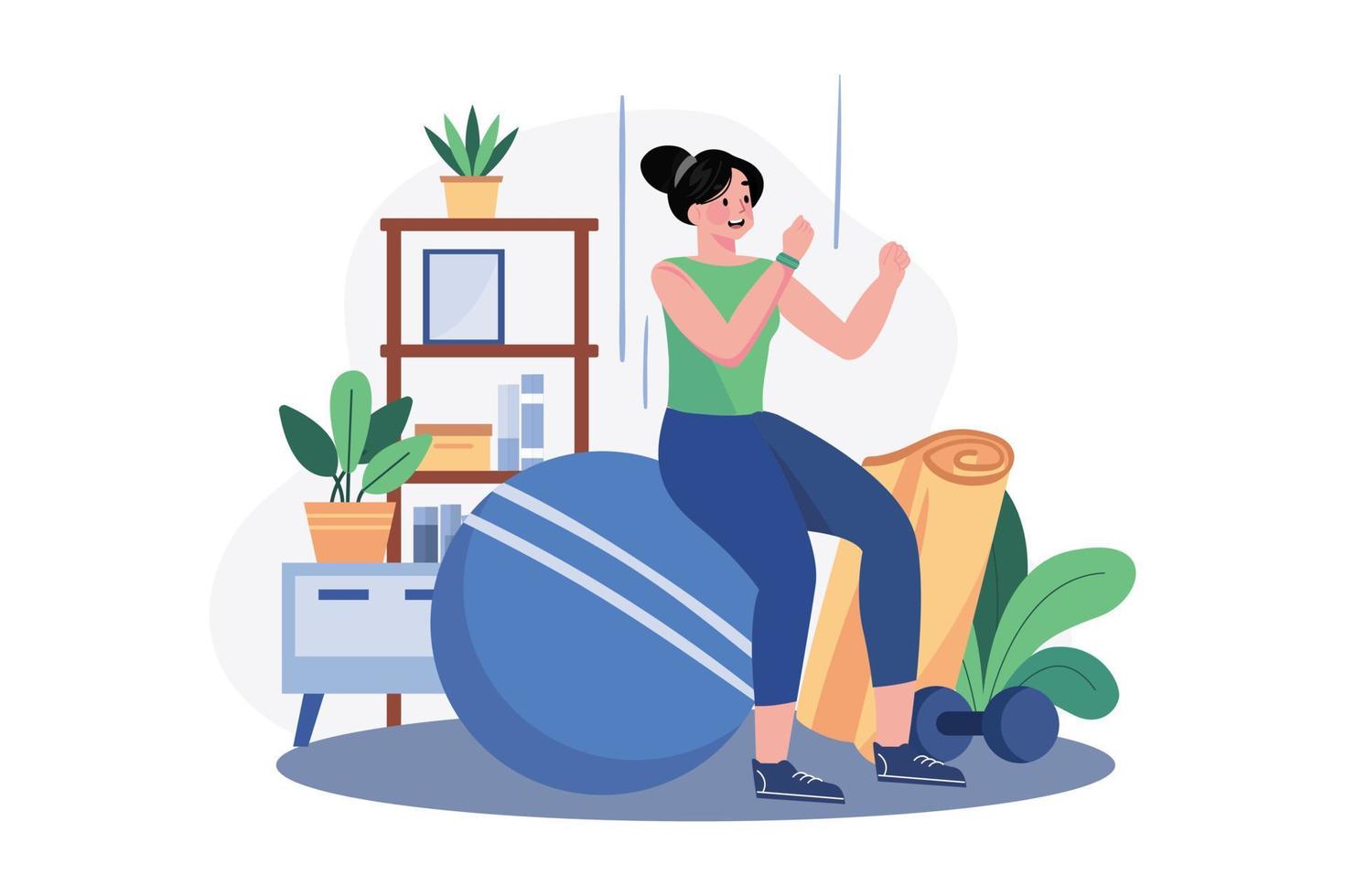 Do exercise with gym ball roll-out Illustration concept on white background vector