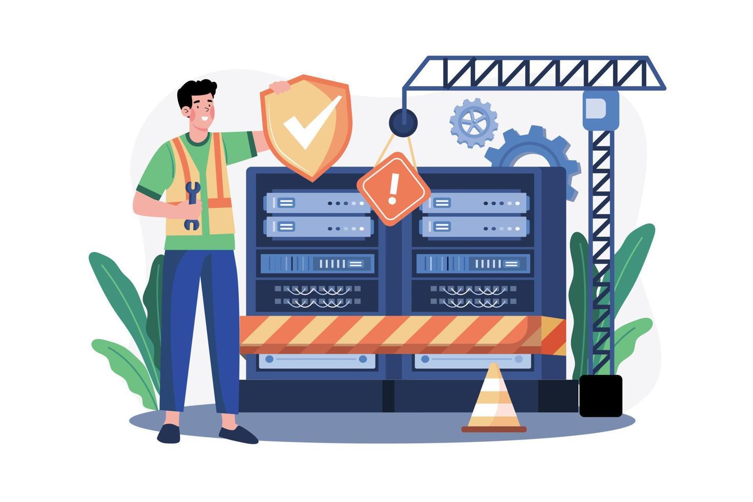 Server Maintenance Illustration concept on white background vector