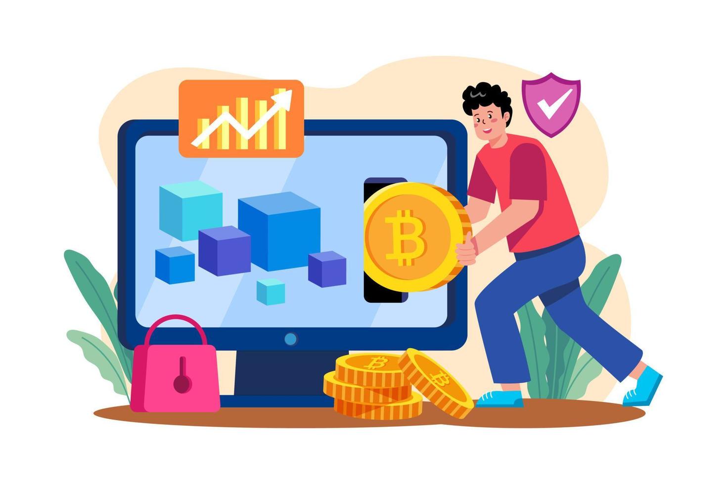 Blockchain Investment Illustration concept on white background vector