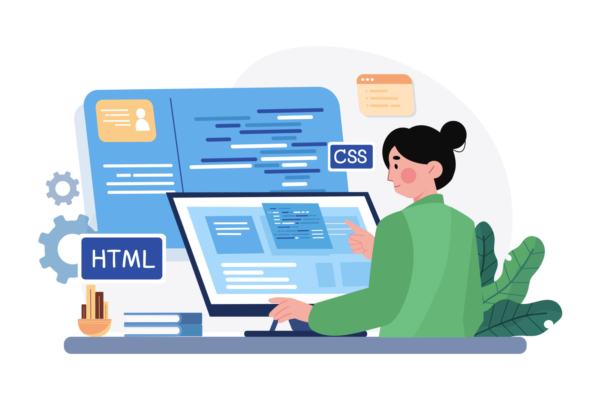 Women involved in web development Illustration concept on white ...