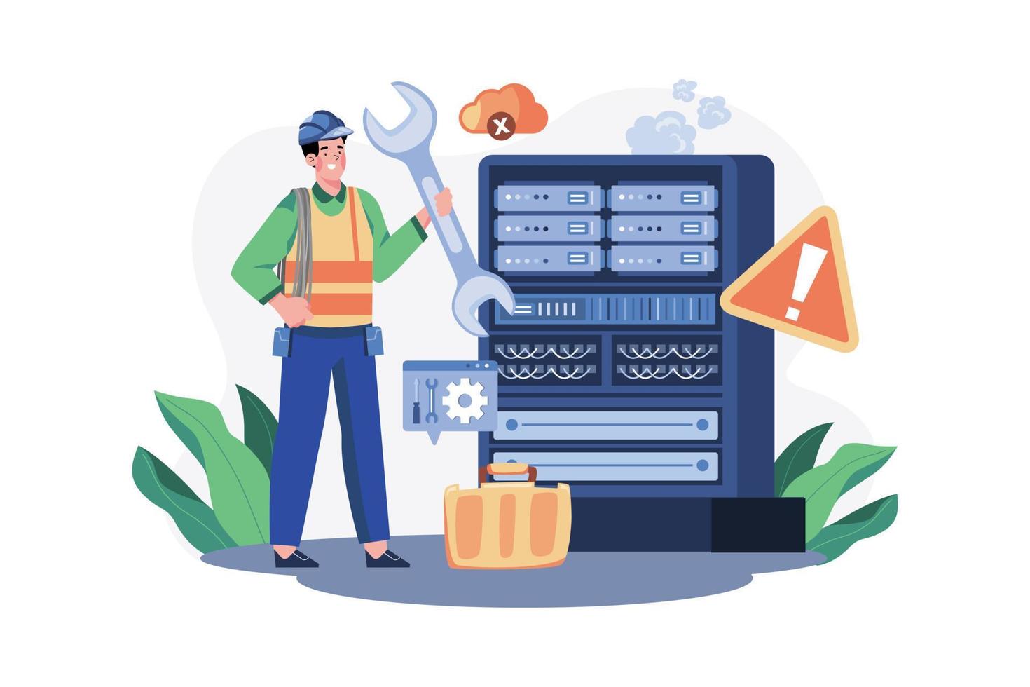 Server Maintenance Illustration concept on white background vector