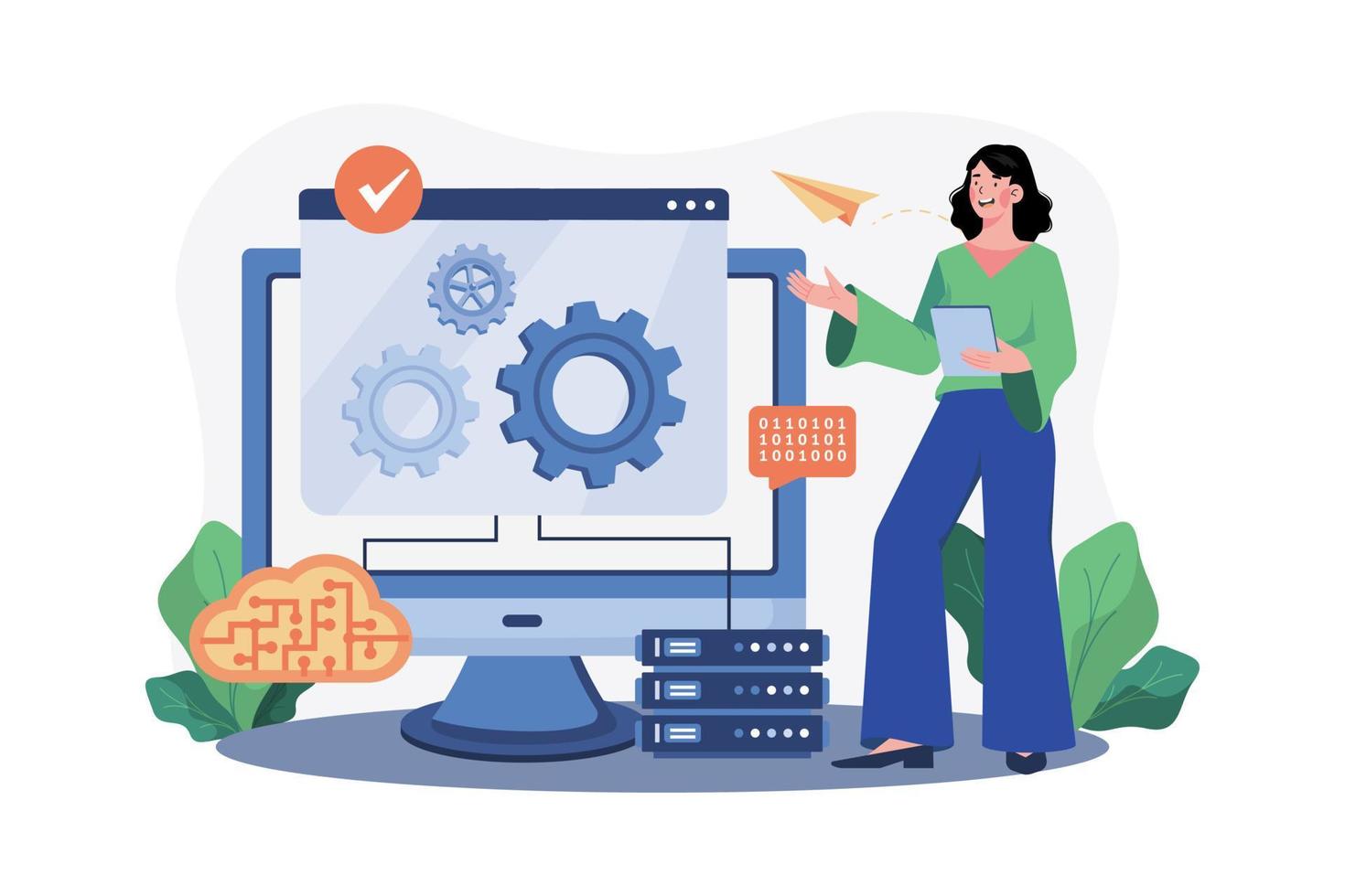 Server Maintenance Illustration concept on white background vector
