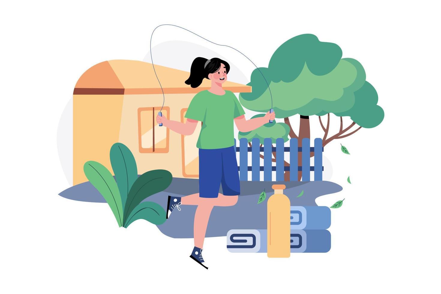 Skipping rope exercise outside Illustration concept on white background vector