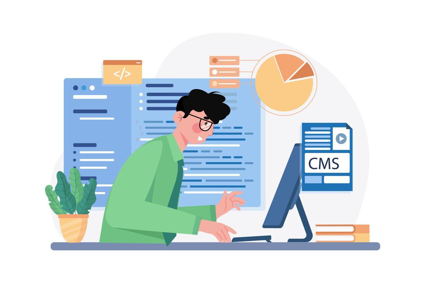 Engineer IT specialist programmer man work at home vector
