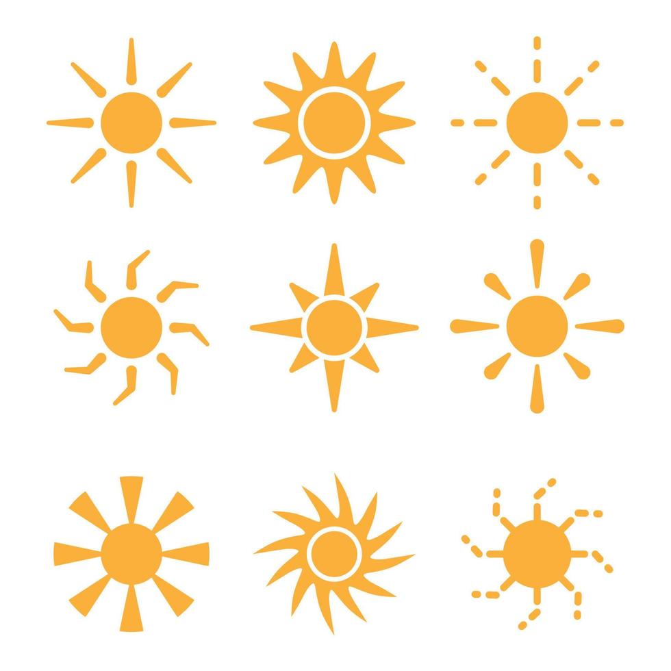 conjunto de icono de elemento de sol vector