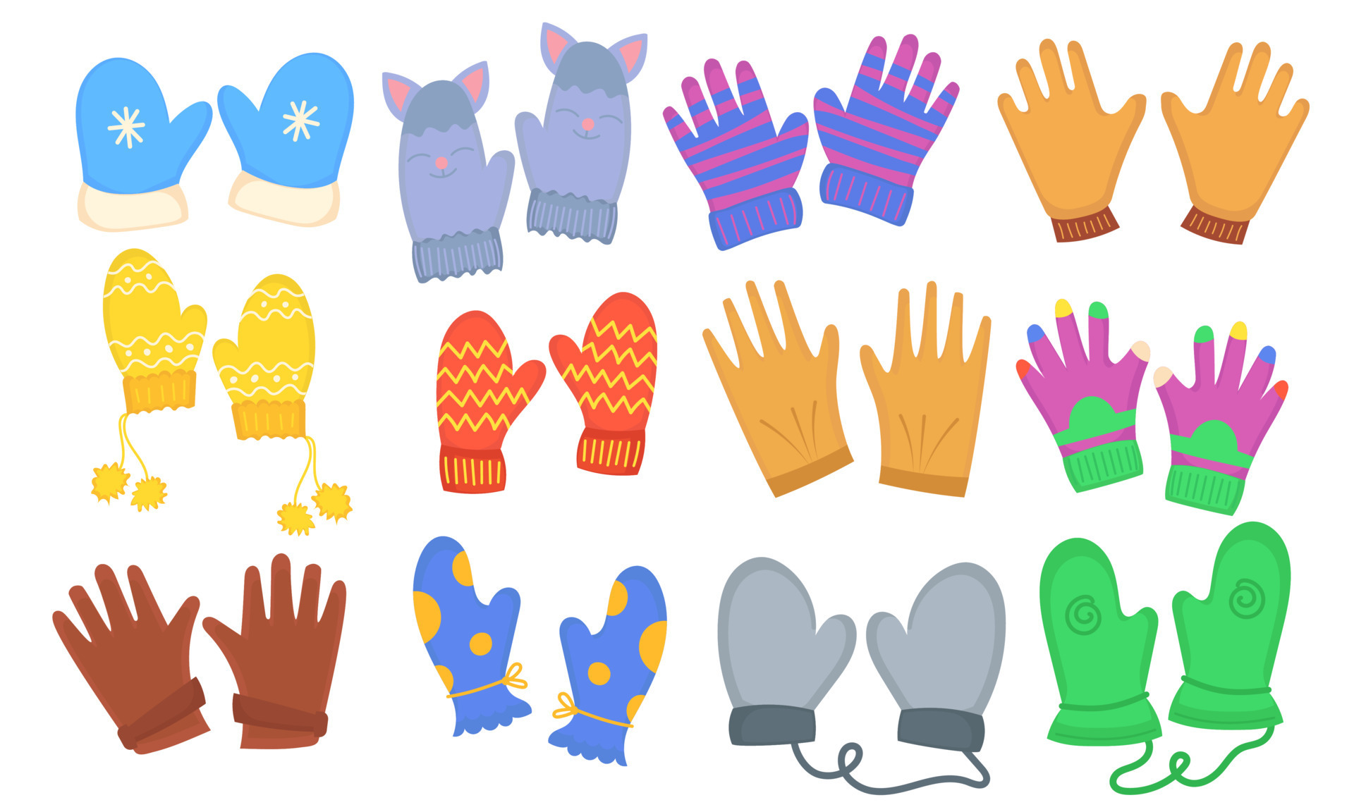 Winter gloves and mittens set icon. Cute fashion design isolated white