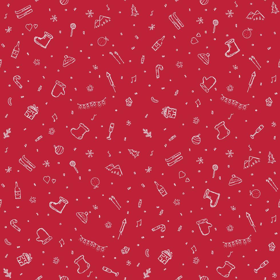 Seamless christmas pattern. New year background. Doodle illustration with christmas and new year icons vector