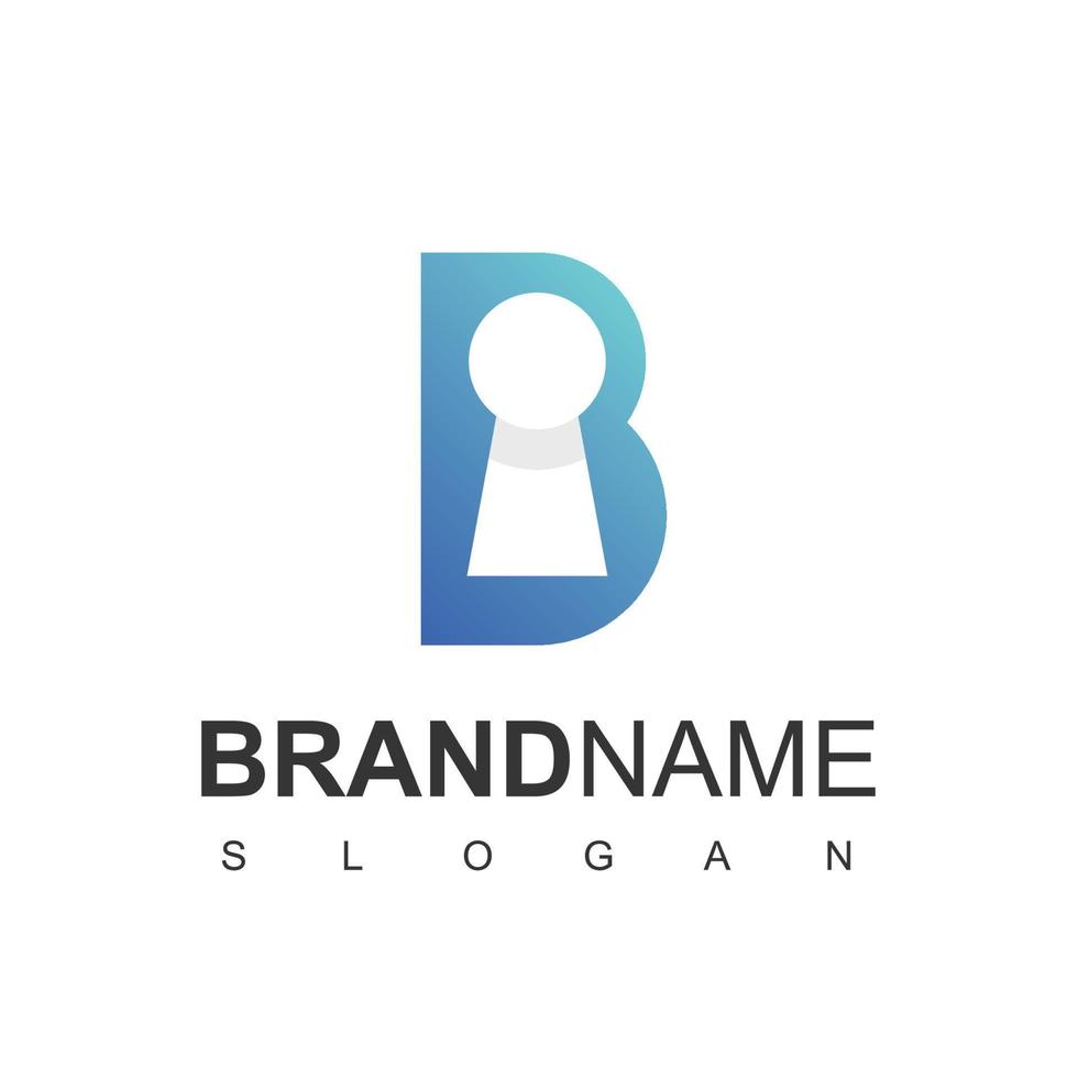 Secure Keyhole Logo With B Initial Symbol vector