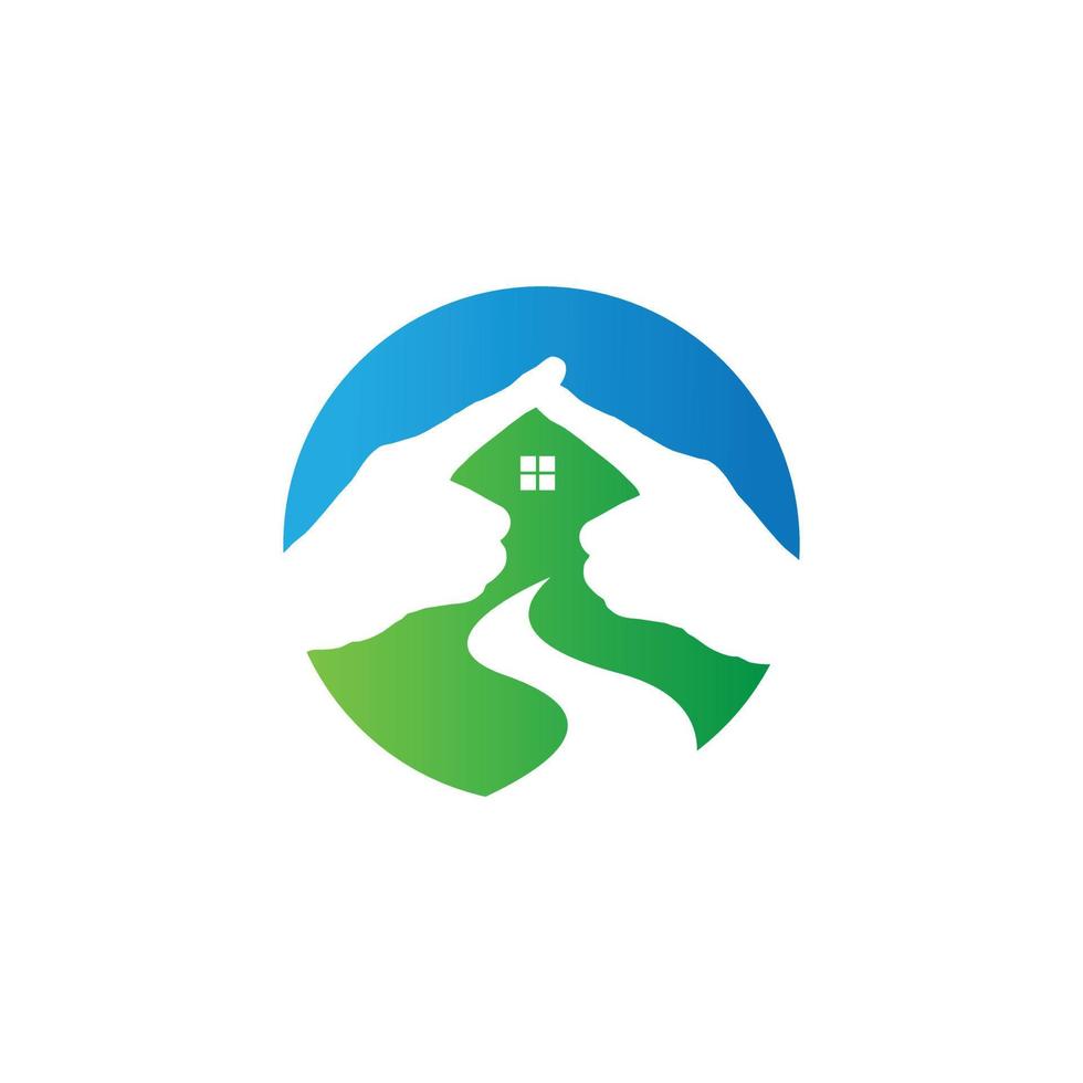 Hand finger realty logo design concept idea vector