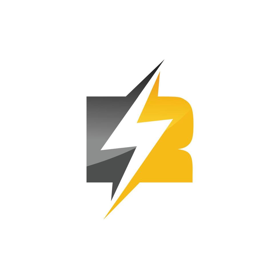 Initial letter R logo template lighting bolt design vector