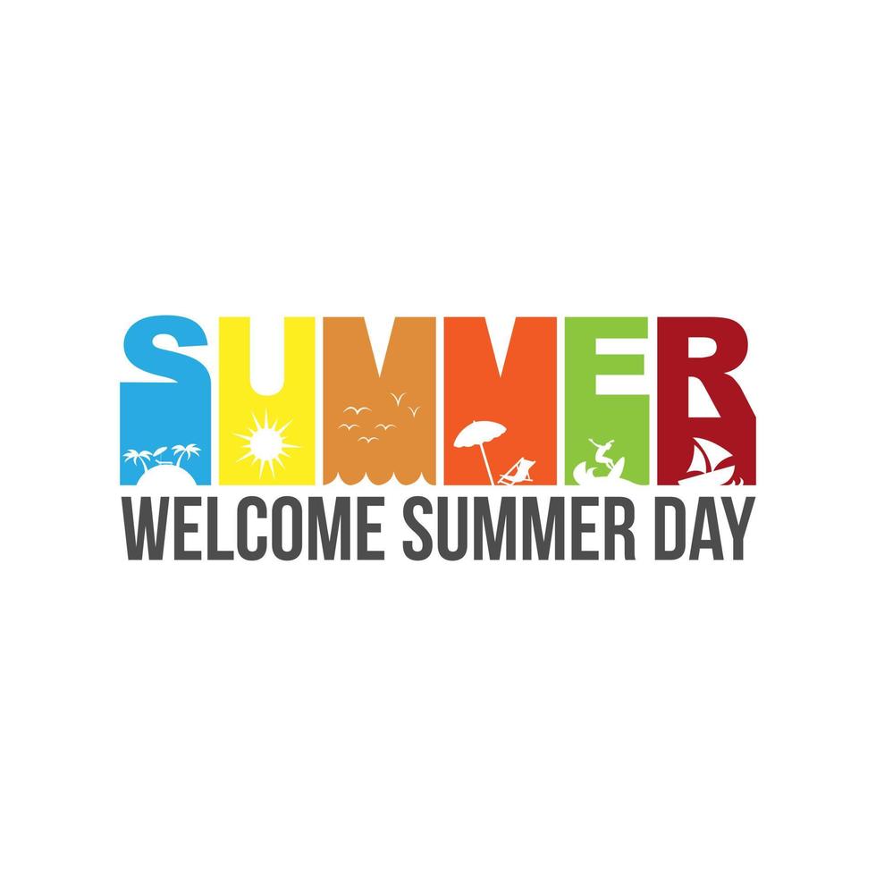 Summer type font design with negative space style vector illustration