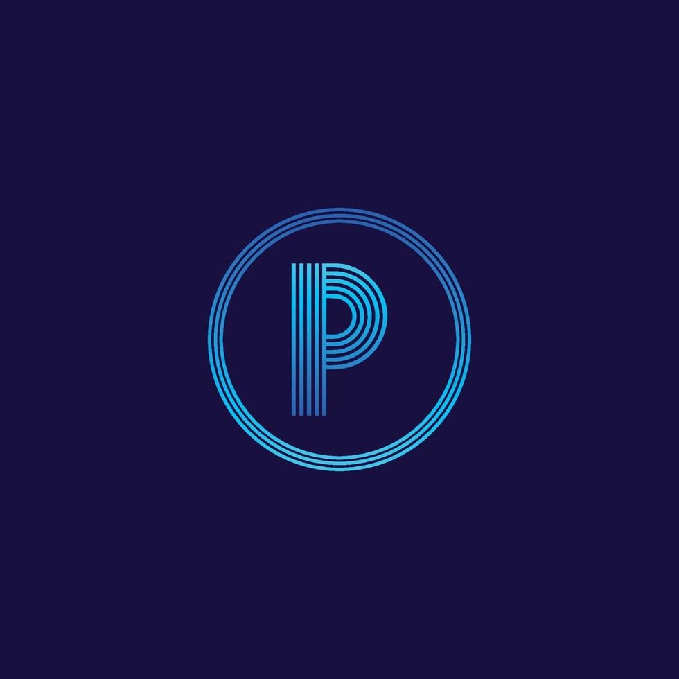 IT logo letter P tech company digital logo vector