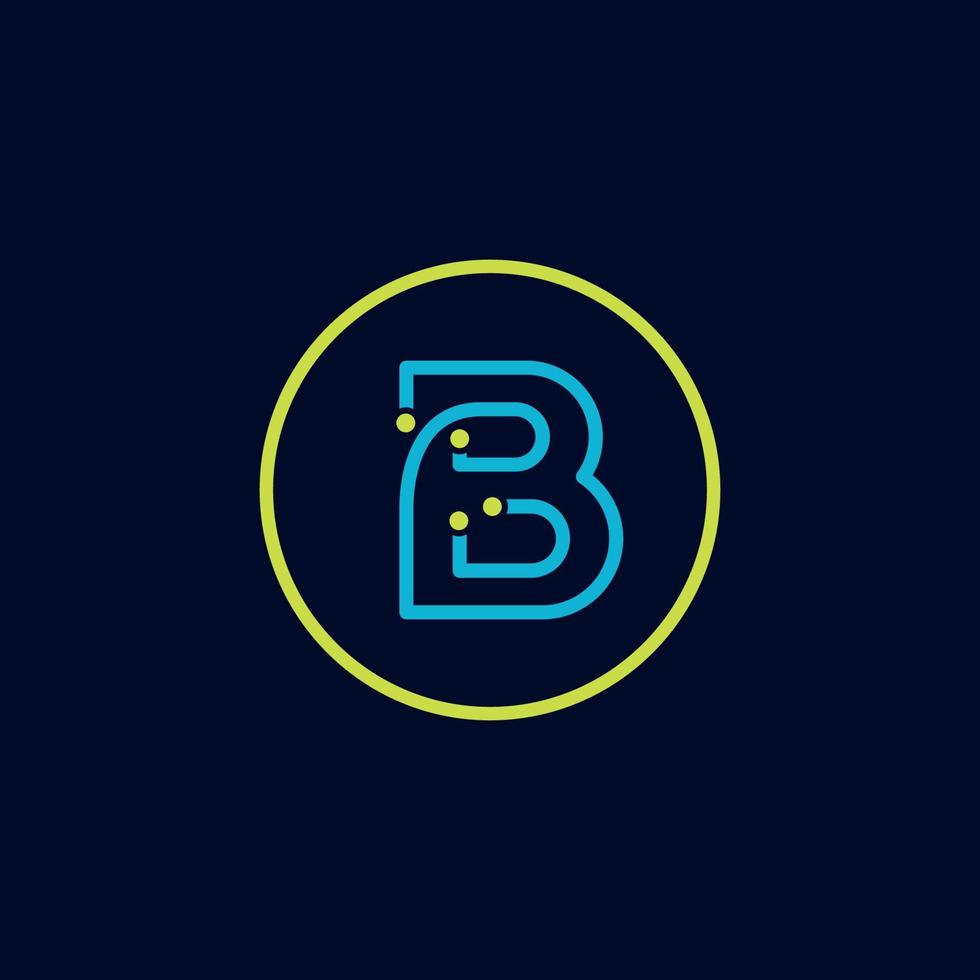 círculo it logo letra b tecnología software logotipo digital vector