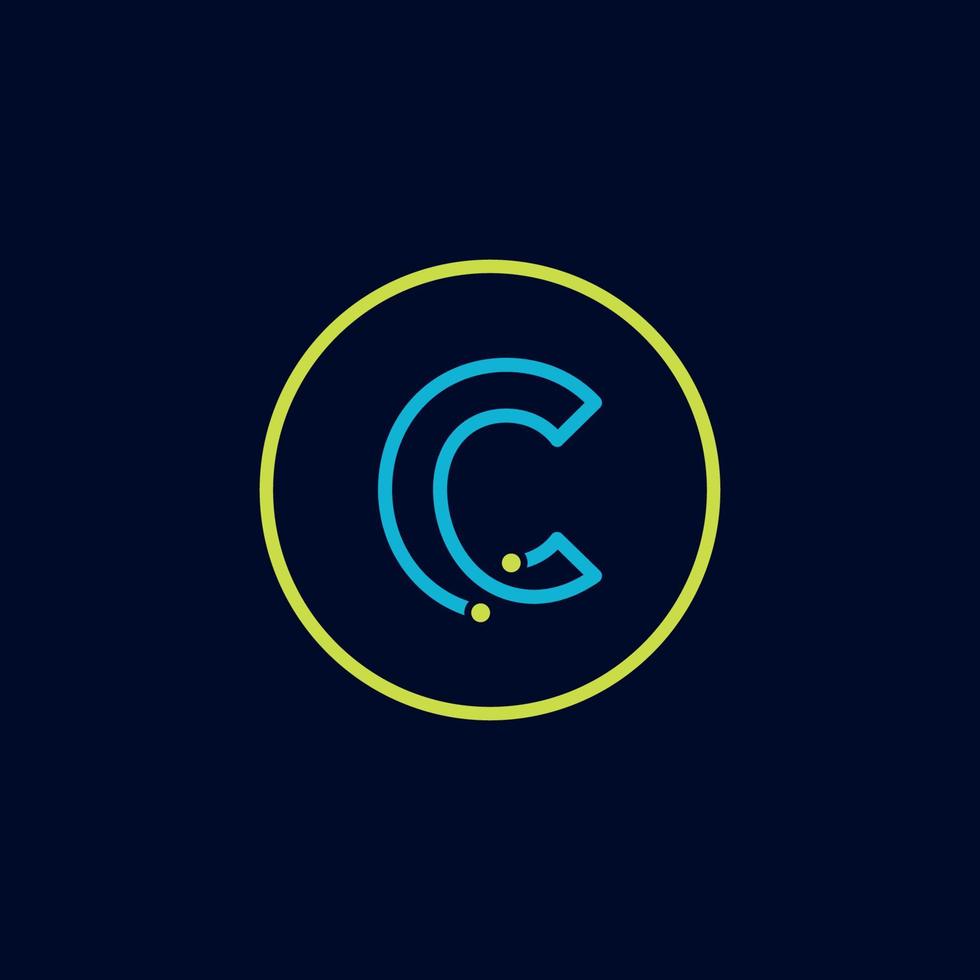 Circle IT logo letter C tech software digital logo vector