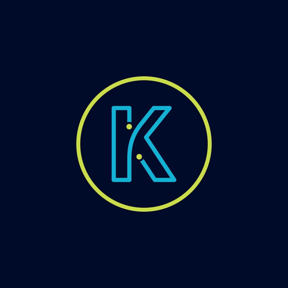 Circle IT logo letter K tech software digital logo vector