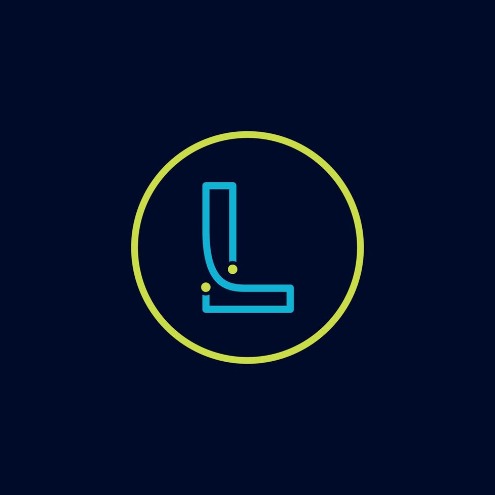 Circle IT logo letter L tech software digital logo vector