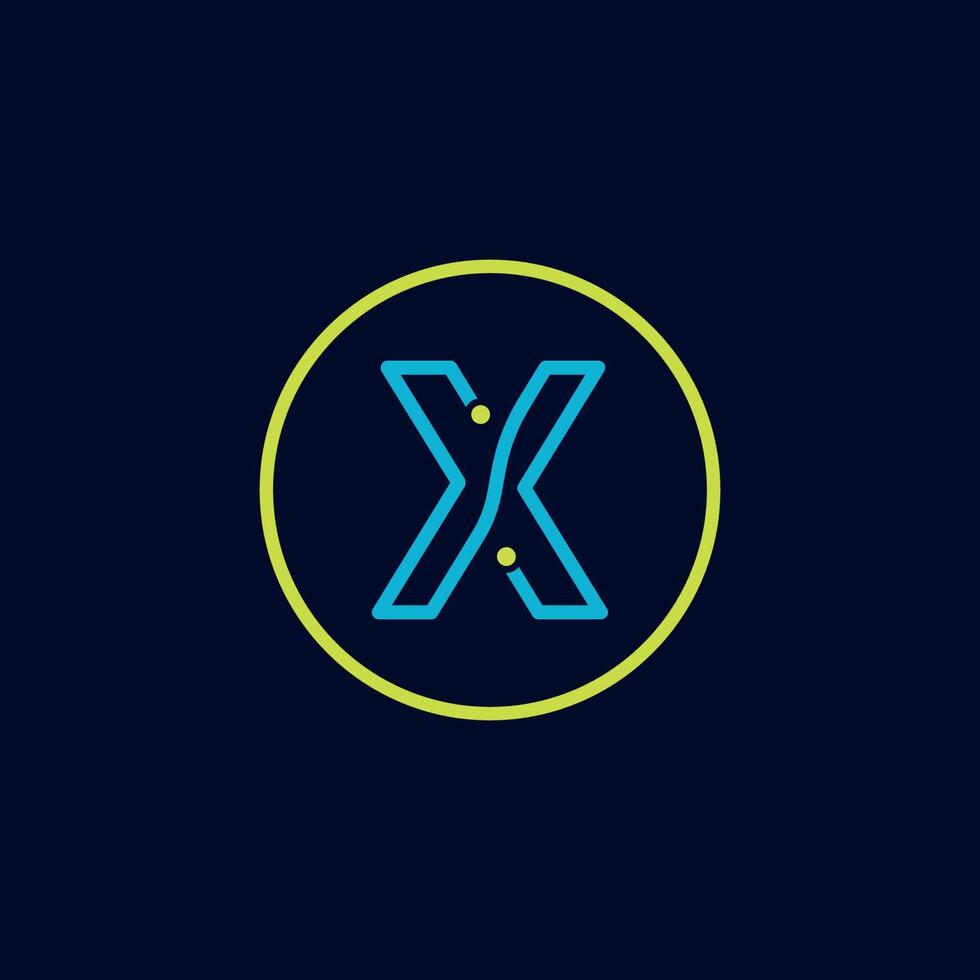 Circle IT logo letter X tech software digital logo vector