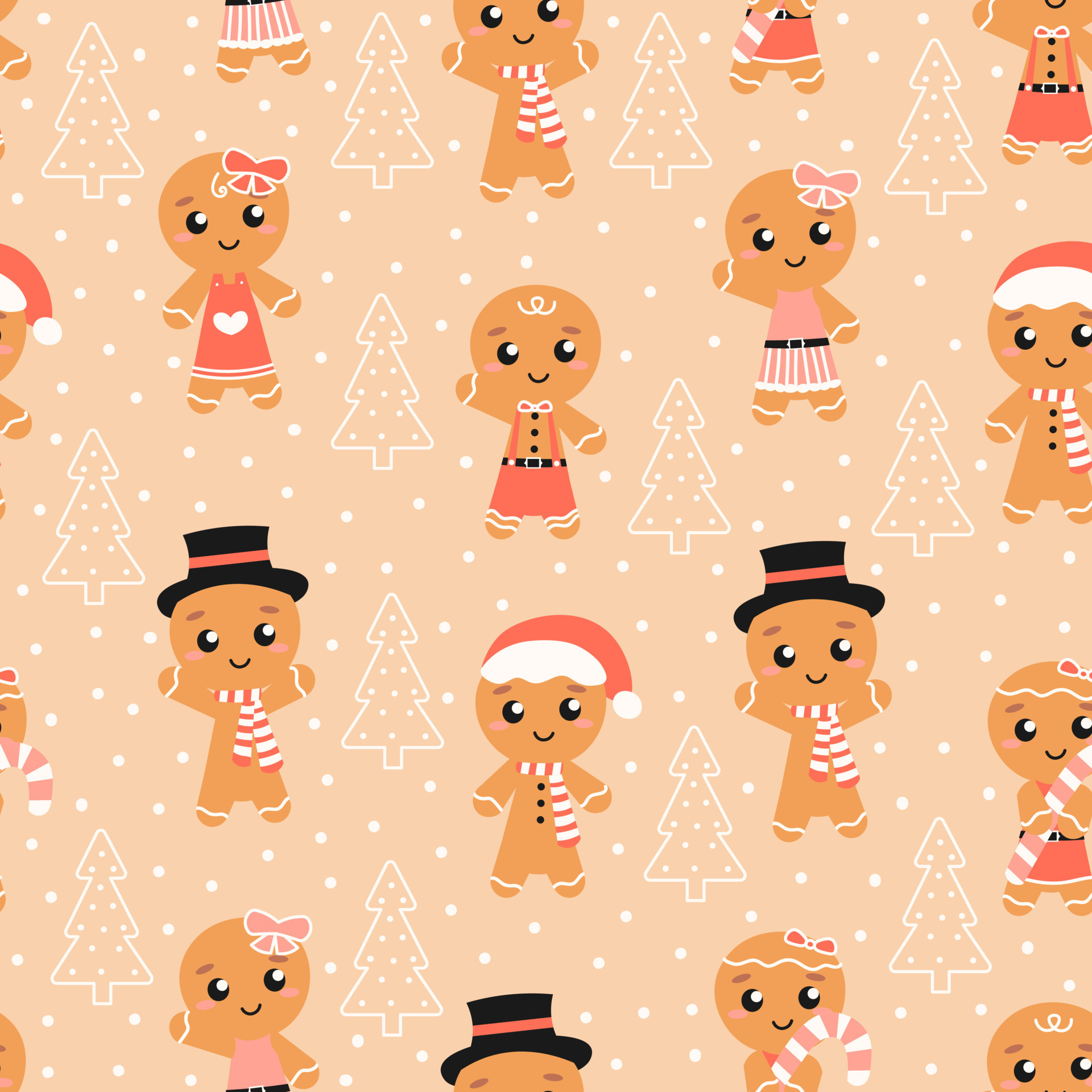 Cute gingerbread cookies with Christmas eve seamless pattern on light  background for textile, print or wrapping paper, winter holidays ornament  11635010 Vector Art at Vecteezy