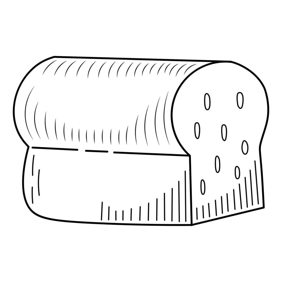 Toast bread in hand drawn style isolated on white background for poster, label or bakery shop menu, food sketch for packaging design vector