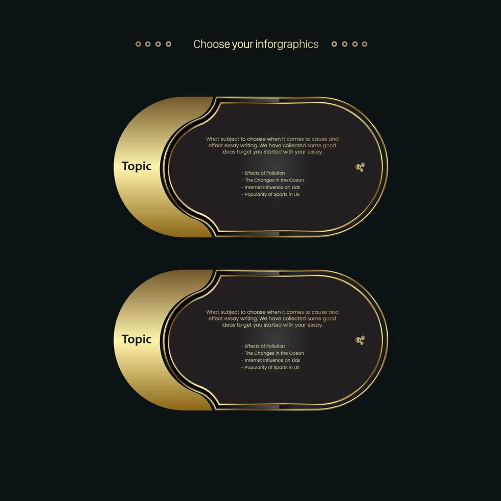 2 premuim and gold buttons template design. And a rounded element. Concept of successive step of business project development process design. an infographic design vector