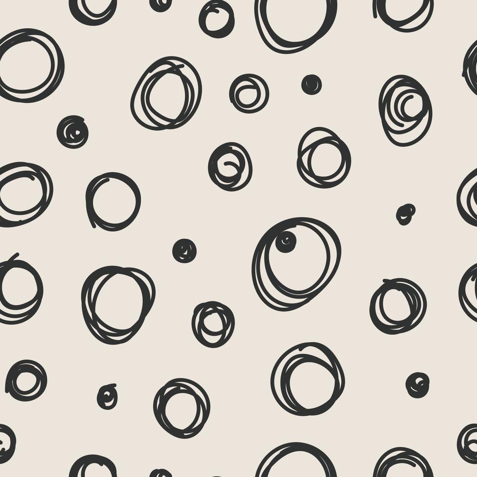 círculos garabateados patrón negro vector