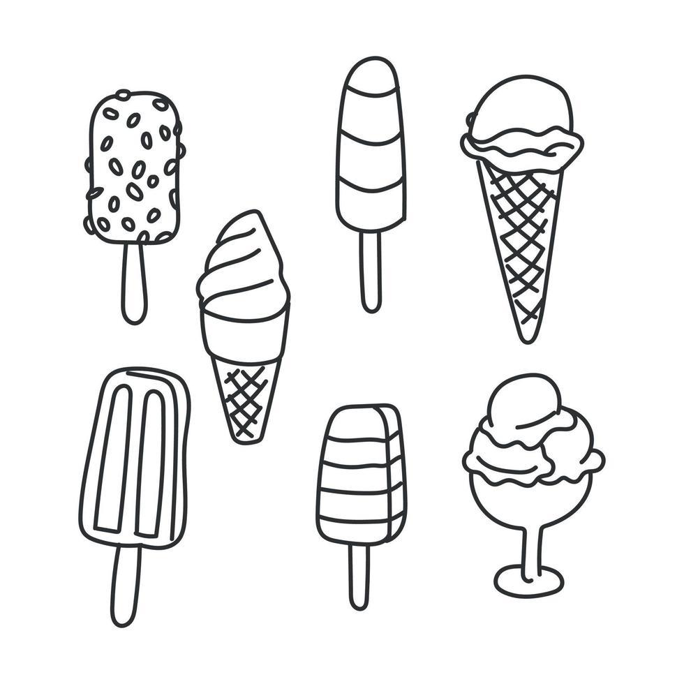 Black and White Doodled Ice Creams vector