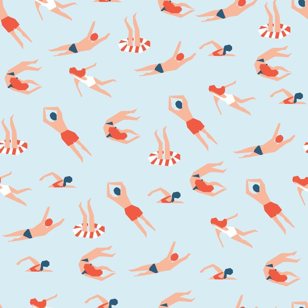 Geometrical Swimmers Seamless Pattern vector
