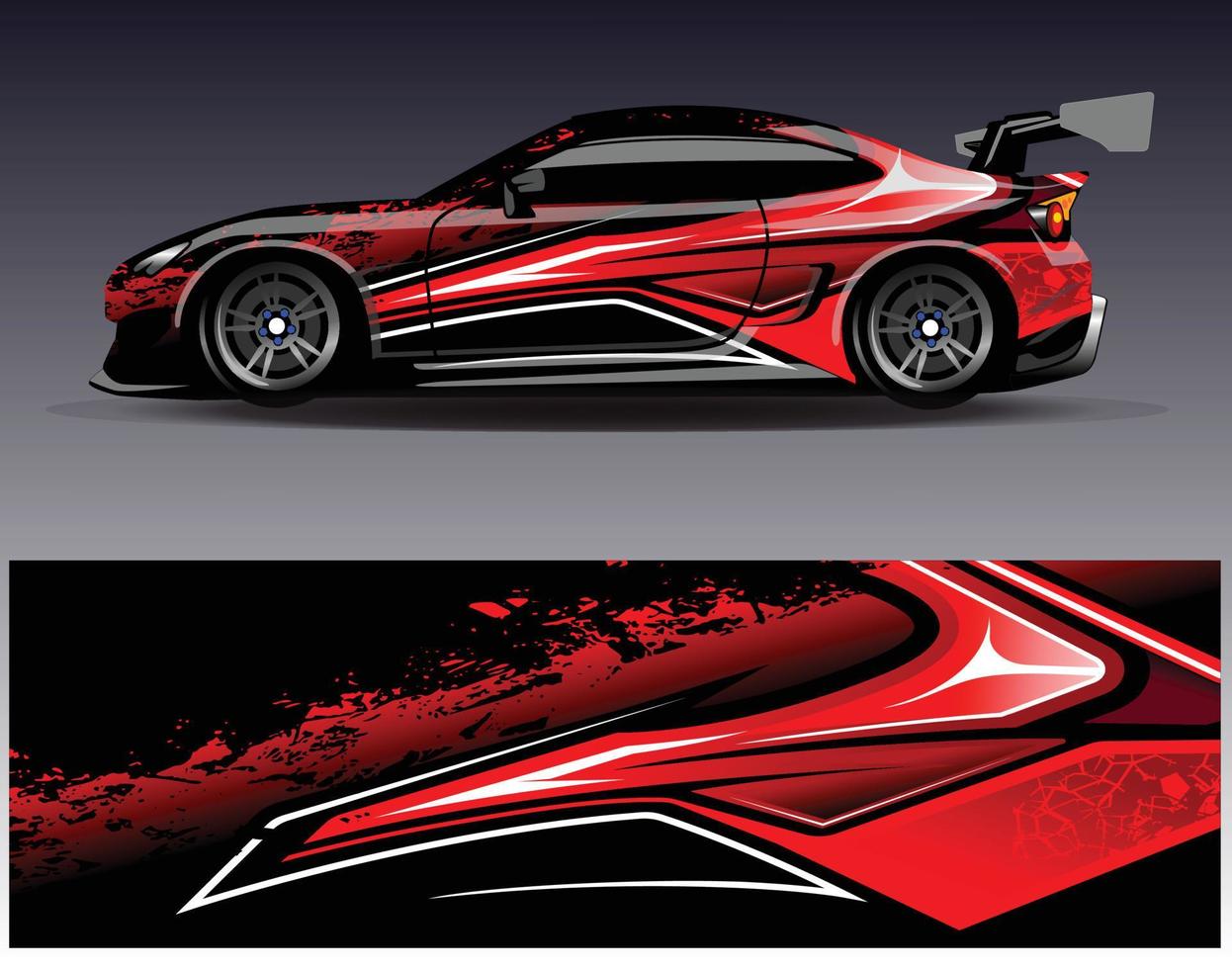 Car wrap design vector. Graphic abstract stripe racing background kit designs for wrap vehicle  race car  rally  adventure and livery vector