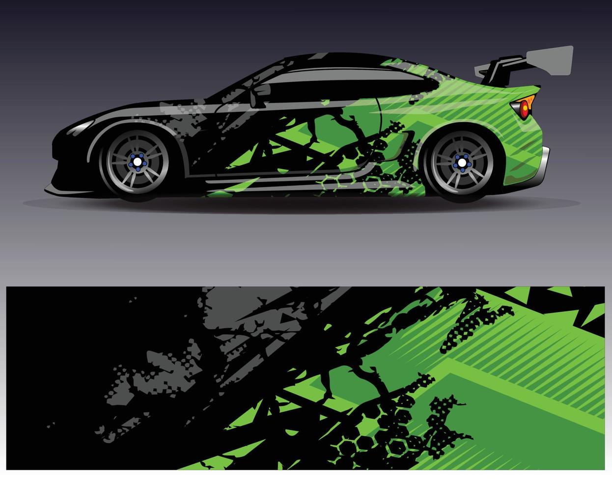 vector de diseño de envoltura de coche. Diseños de kits de fondo de carreras de franjas abstractas gráficas para envolver vehículos carrera de autos rally aventura y librea