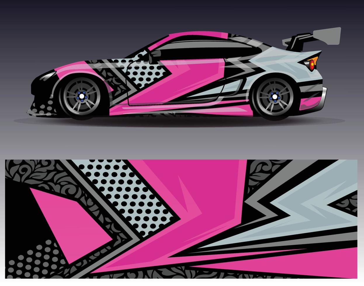 Car wrap design vector. Graphic abstract stripe racing background kit designs for wrap vehicle  race car  rally  adventure and livery vector