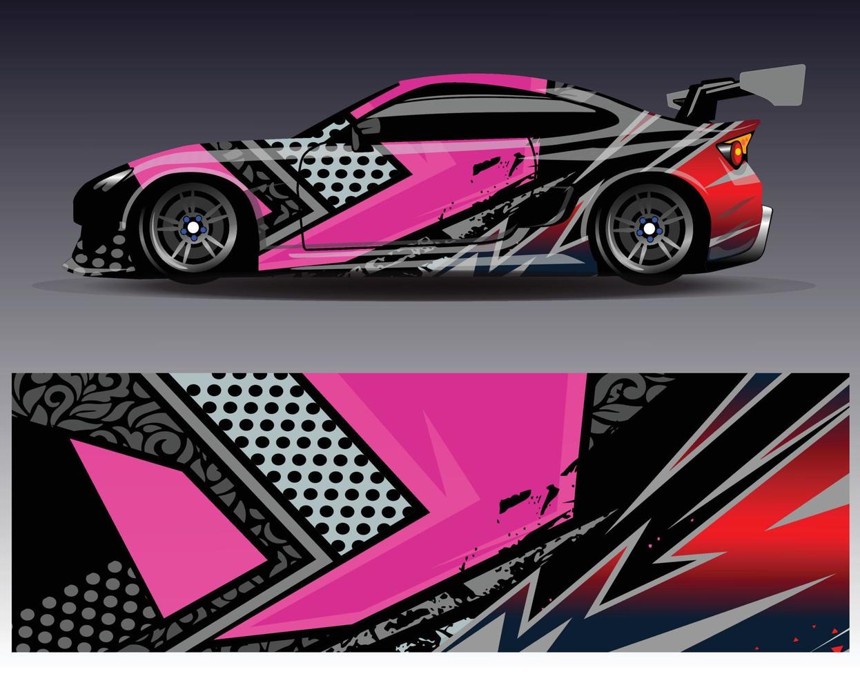 Car wrap design vector. Graphic abstract stripe racing background kit designs for wrap vehicle  race car  rally  adventure and livery vector