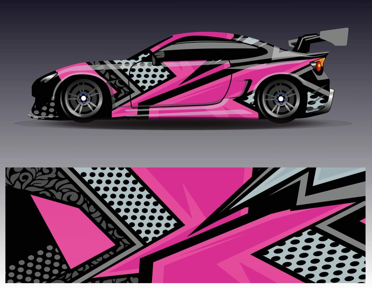 Car wrap design vector. Graphic abstract stripe racing background kit designs for wrap vehicle  race car  rally  adventure and livery vector