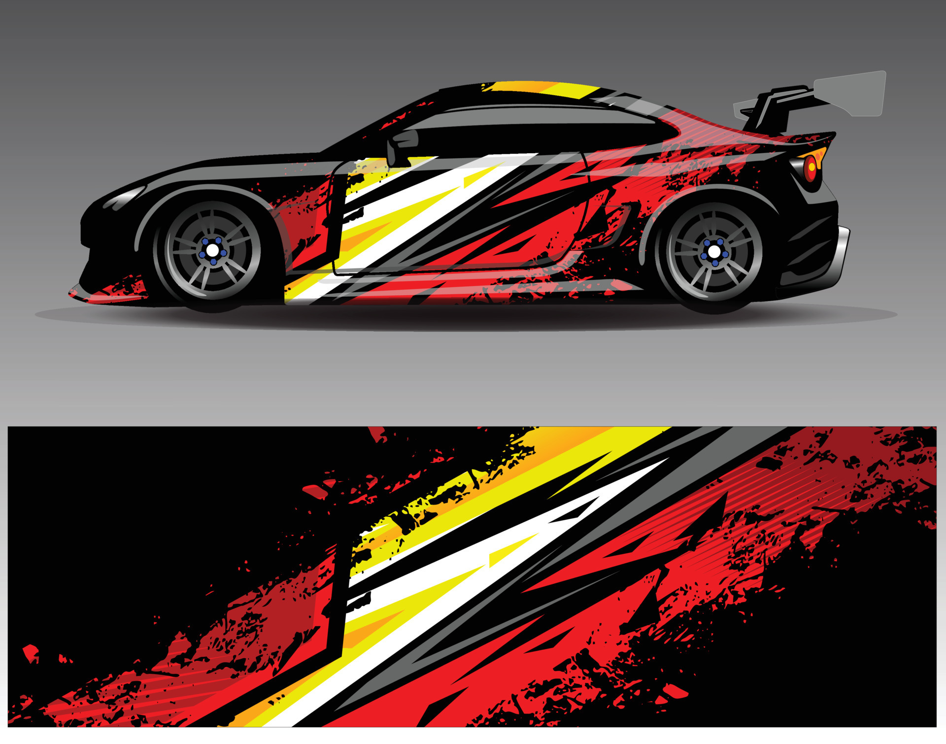 Car wrap design vector. Graphic abstract stripe racing background kit