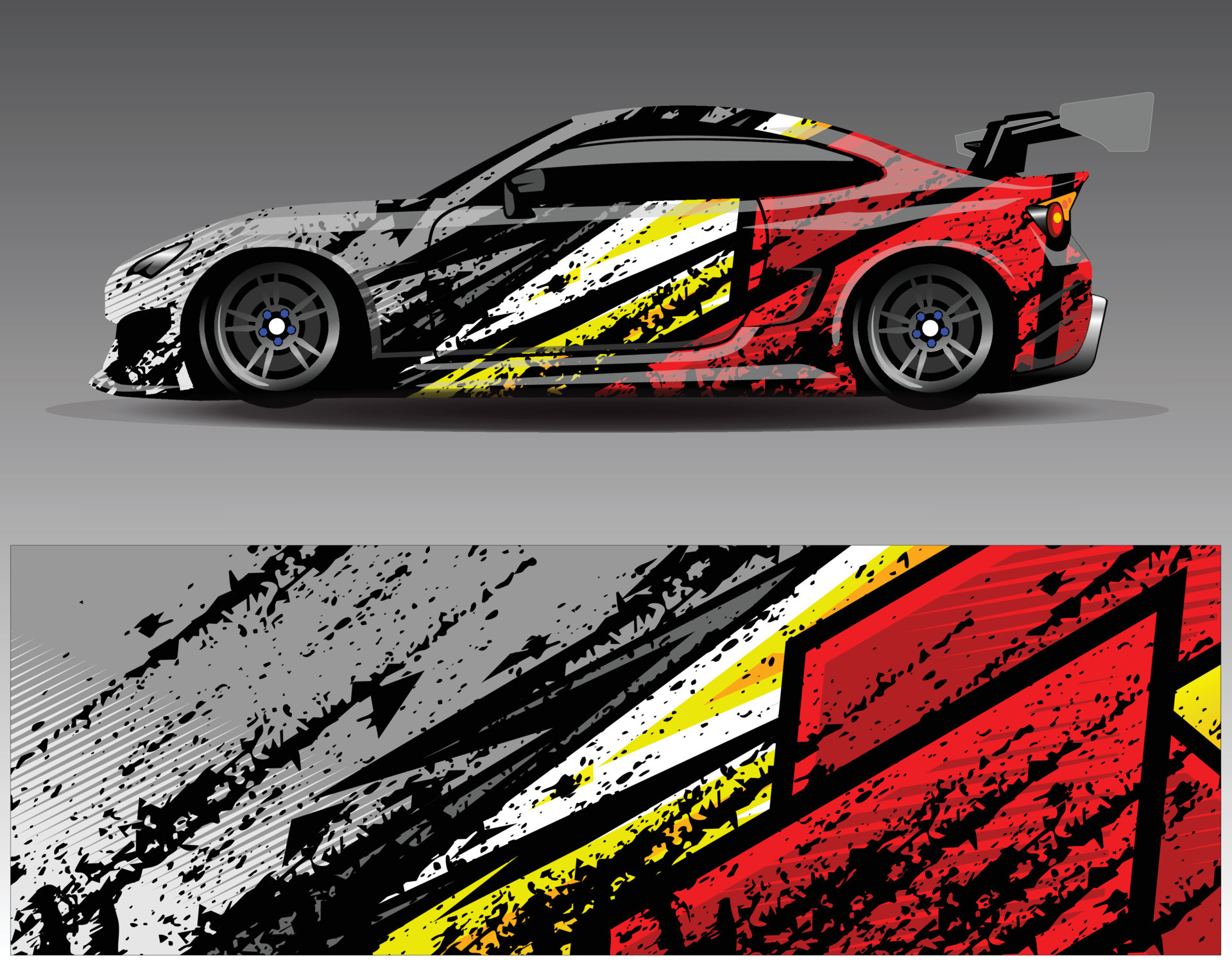 Car wrap design vector. Graphic abstract stripe racing background kit