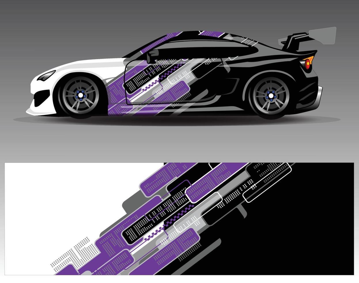 vector de diseño de envoltura de coche. Diseños de kits de fondo de carreras de franjas abstractas gráficas para envolver vehículos carrera de autos rally aventura y librea