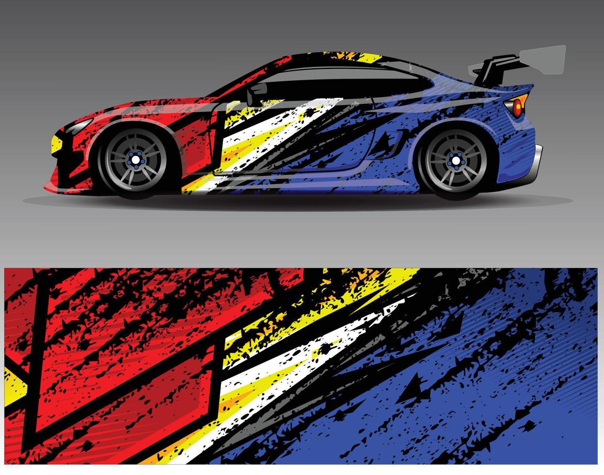 vector de diseño de envoltura de coche. Diseños de kits de fondo de carreras de franjas abstractas gráficas para envolver vehículos carrera de autos rally aventura y librea