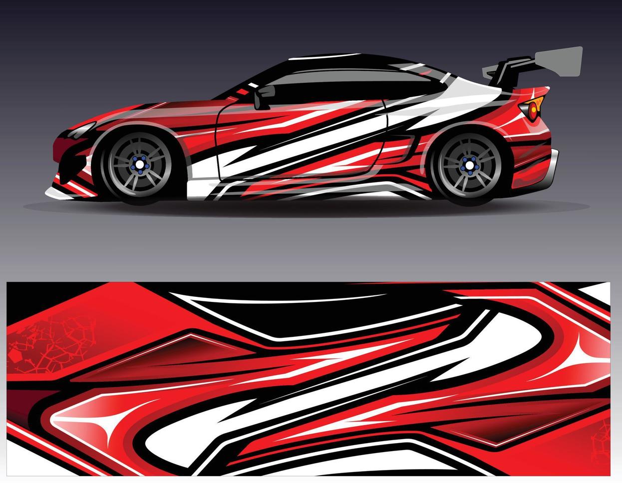 vector de diseño de envoltura de coche. Diseños de kits de fondo de carreras de franjas abstractas gráficas para envolver vehículos carrera de autos rally aventura y librea