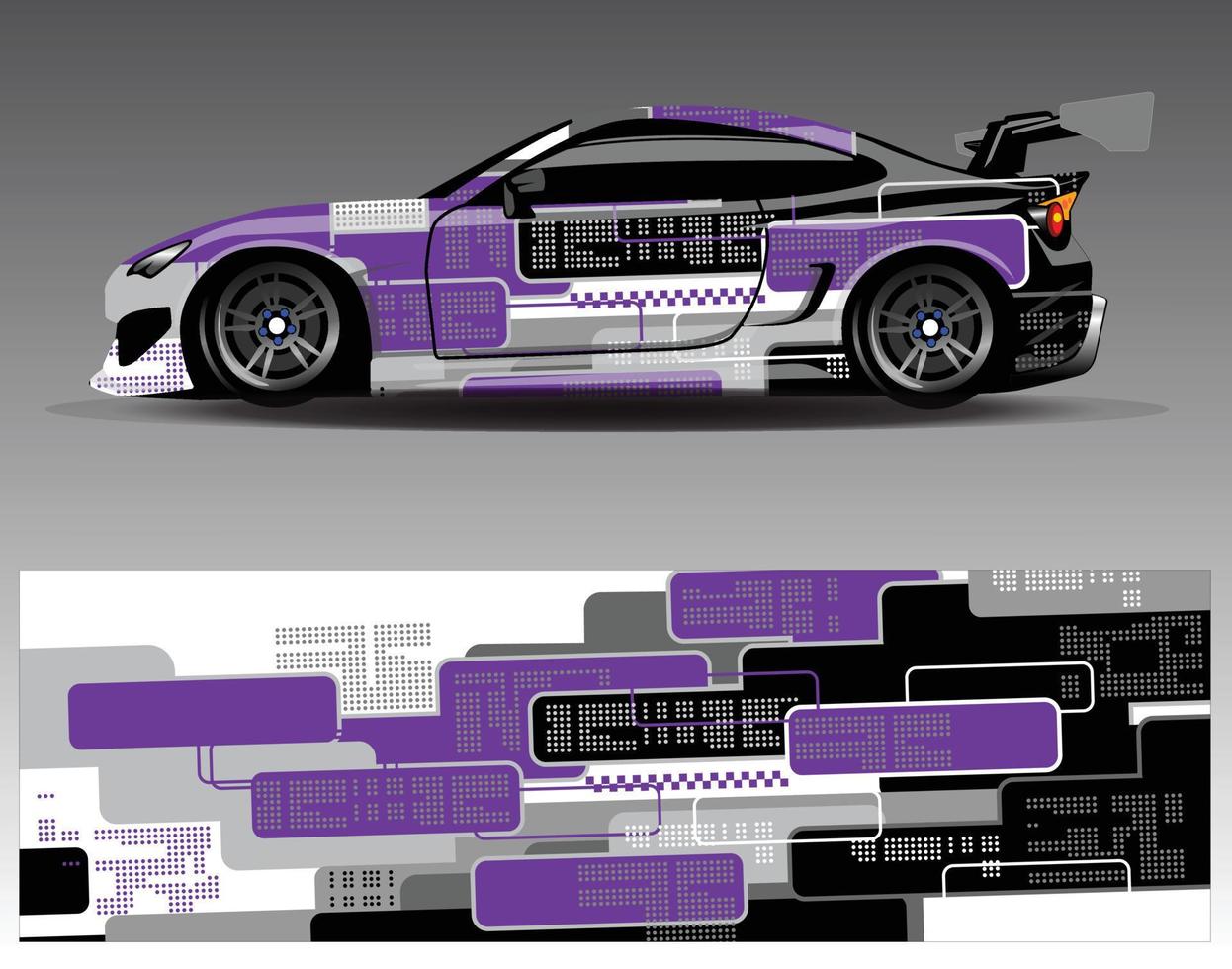 vector de diseño de envoltura de coche. Diseños de kits de fondo de carreras de franjas abstractas gráficas para envolver vehículos carrera de autos rally aventura y librea