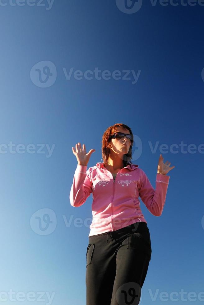 Woman enjoying outdoors photo