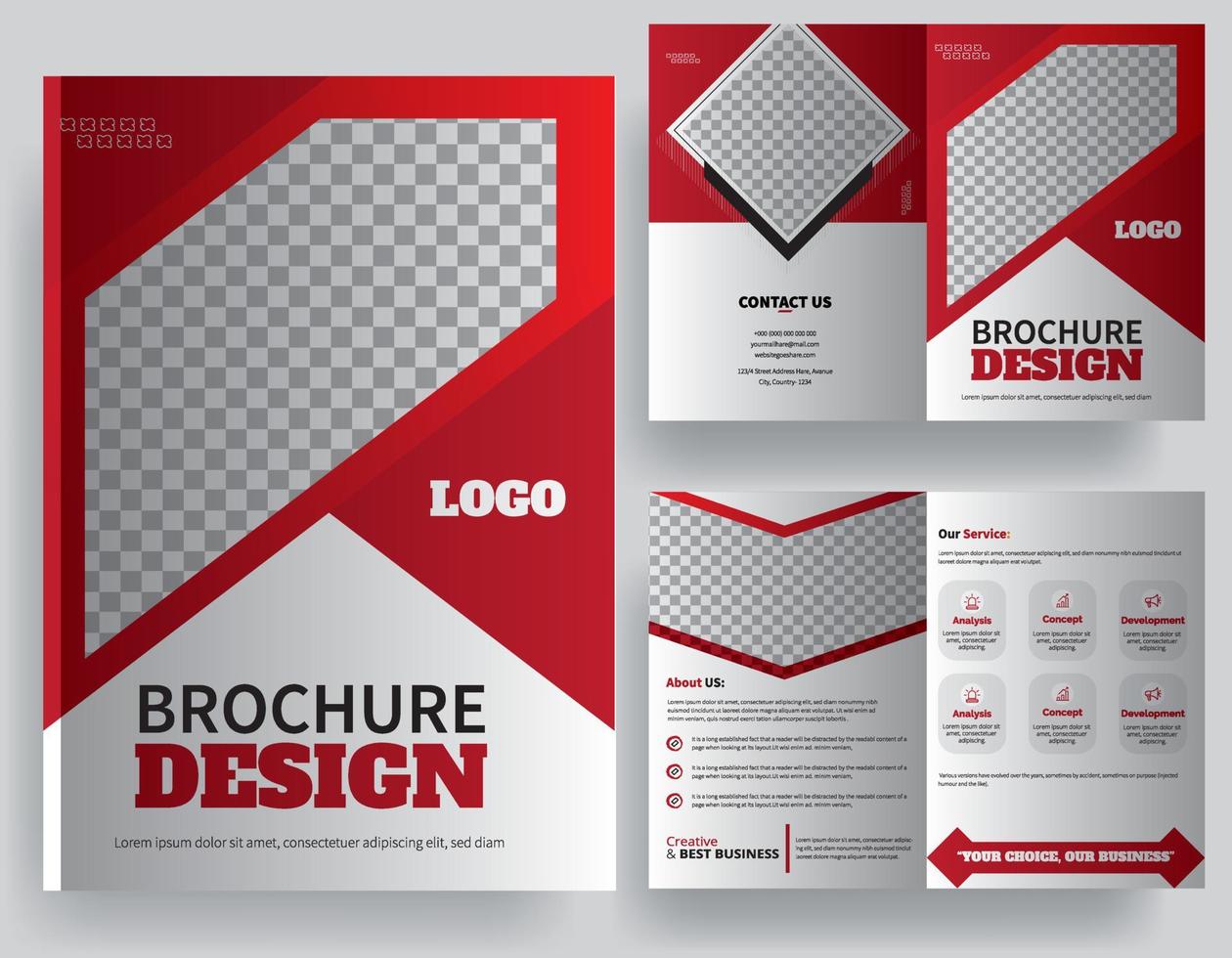 Brochure Design Template, Corporate Marketing Bifold Brochure Design, unique booklet design, Premium Vector Design. Modern Clean with Colorful Abstract Layout Premium Vector Accents