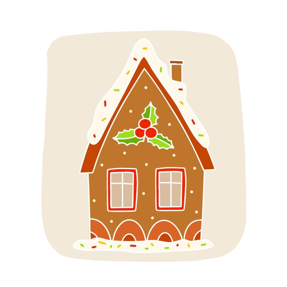 casa de pan de jengibre de navidad con frutos rojos. Imágenes en un fondo blanco vector