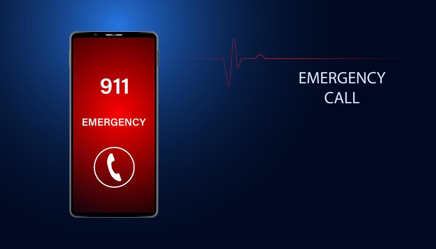 Abstract Phone Concept Urgent Contact 911 Emergency for help contact. on the blue background vector