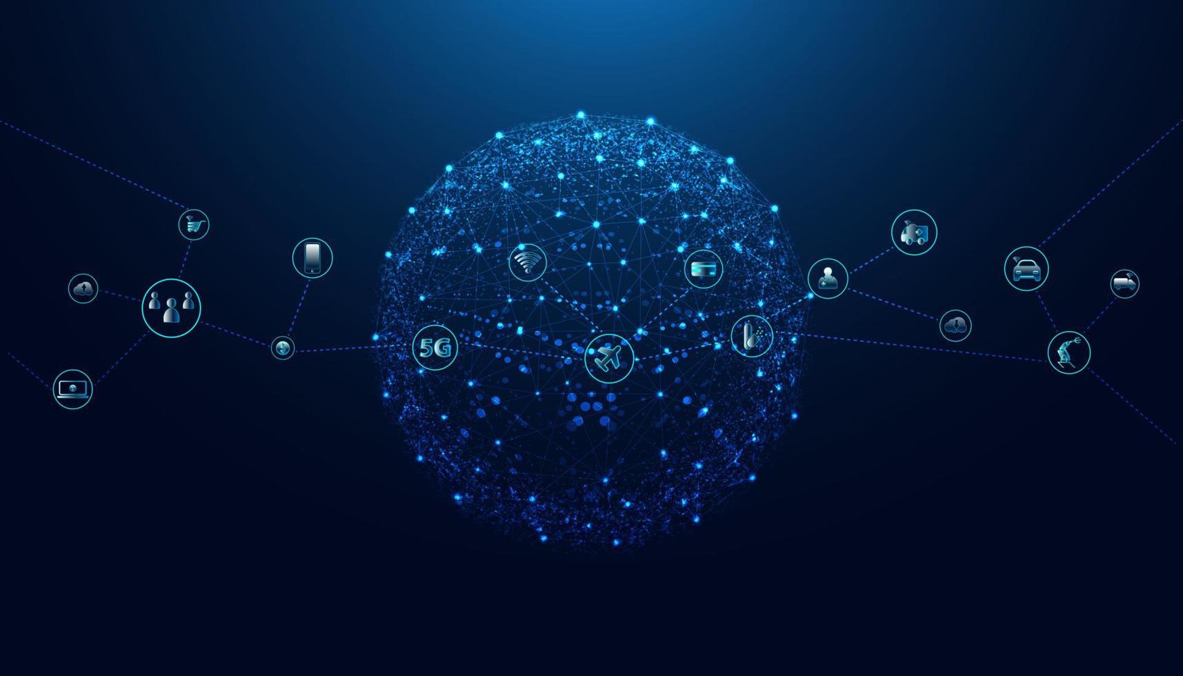 Abstract Internet of things Concept IoT Internet of Things communication network Innovation Technology Concept Icon. Connect wireless devices and networking Innovation Technology. vector