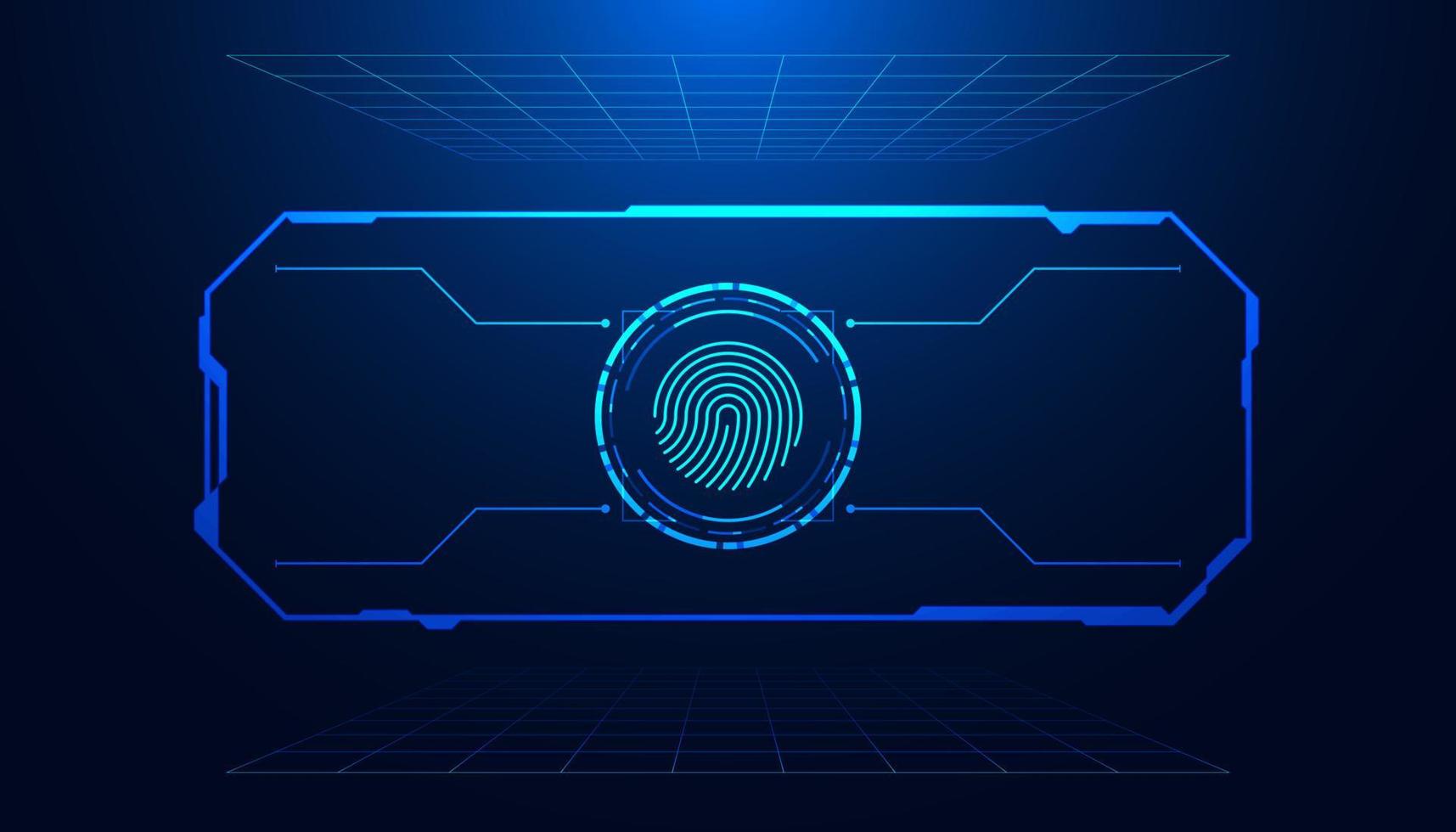 Abstract Square Interface Modern Background Concept Fingerprint Digital Scanning Visual Security System Authentication Login vector