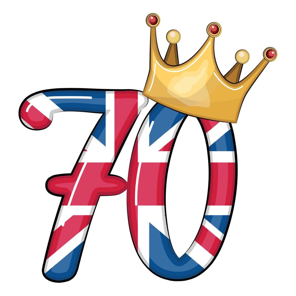 cartel de la celebración del jubileo de platino de la reina elizabeth contra el telón de fondo de la union jack, reinando 70 años vector