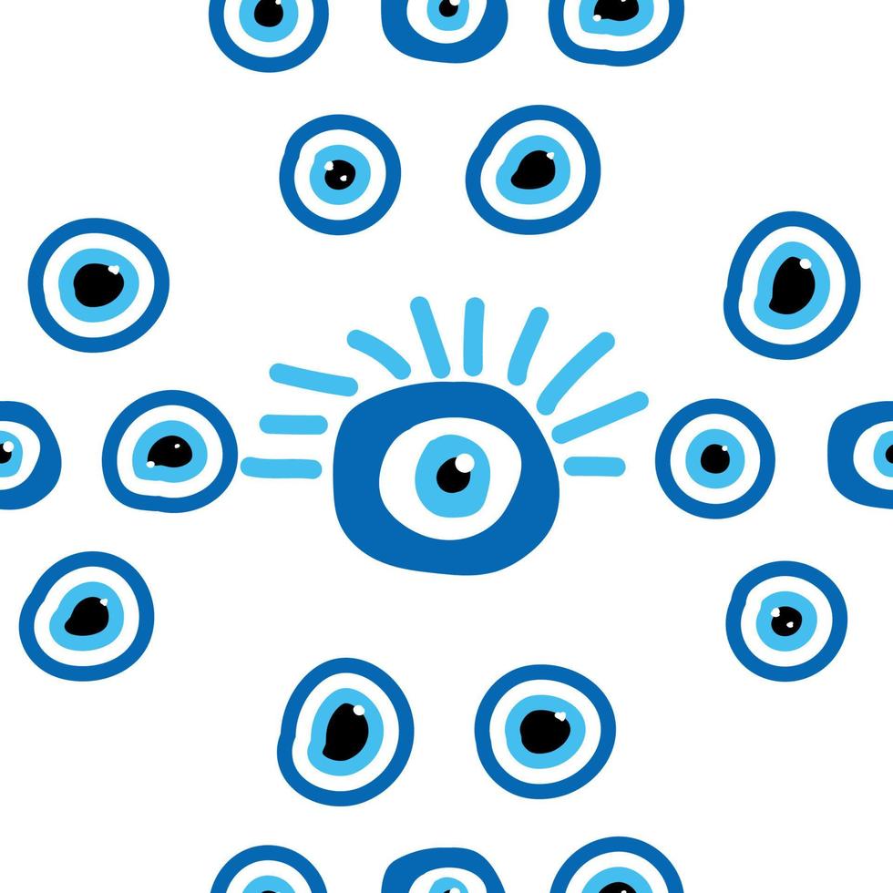Seamless pattern with Turkish evil eye bead. Good luck. Turkish tile. Oriental ottoman design vector