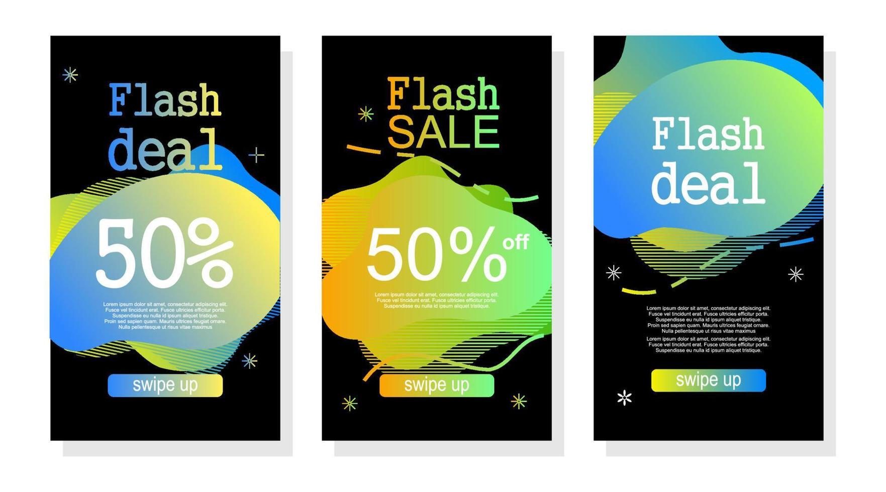 social media set of colorful sale labels stories promotion vector