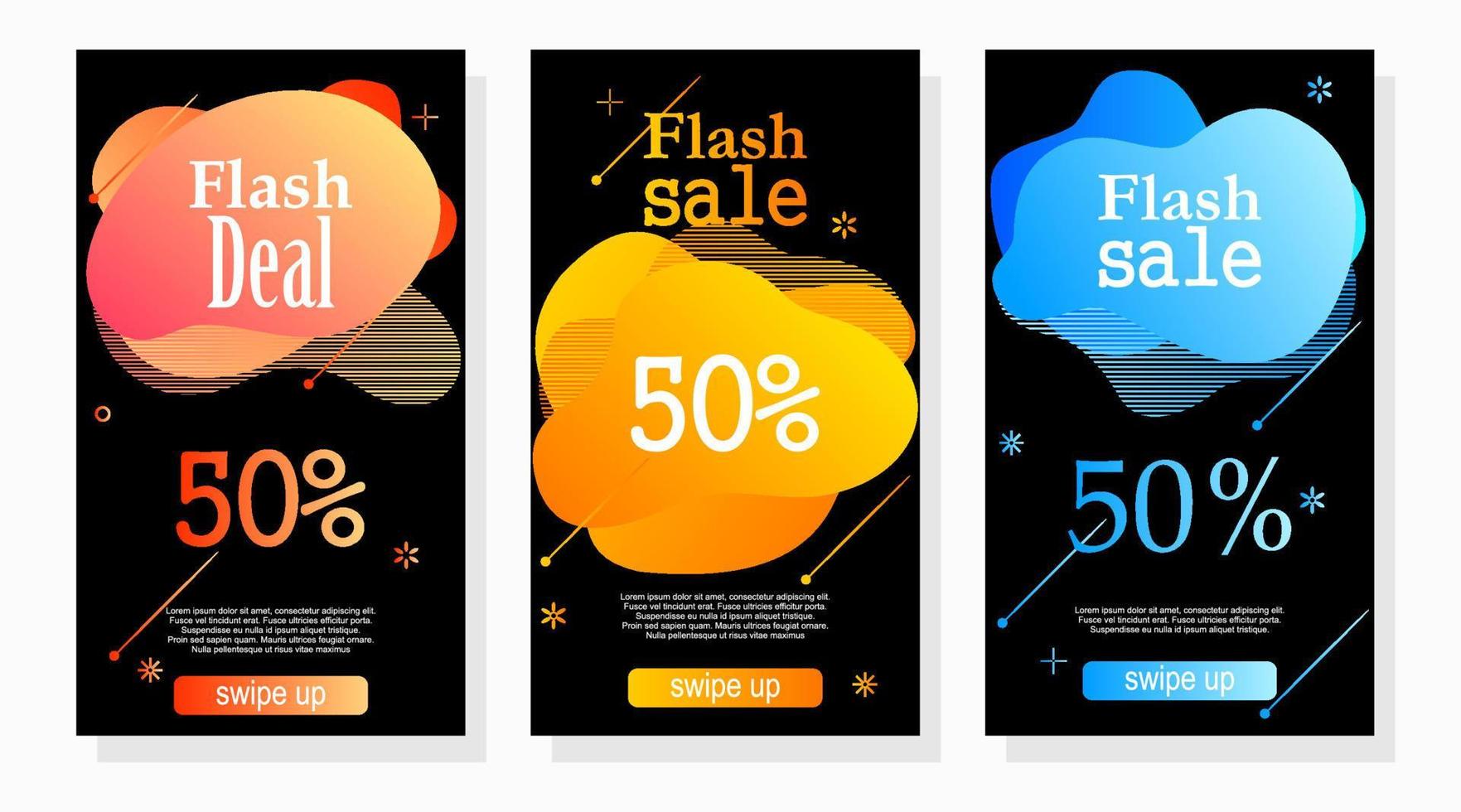 set of sale labels banner promotion for social media stories vector